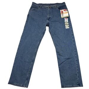 Wrangler Jeans Mens 38x32 Blue Five Star Premium Flex Regular Fit 1096FXVDB
